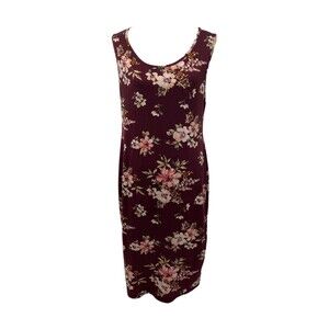Minette Women’s Slip Dress Maroon Floral Pattern Lightweight Size Medium
